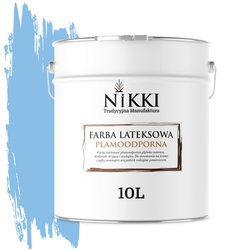 Farba Lateksowa Premium do Ścian i Sufitów Odporna na Plamy NIKKI Błękit królewski H0141 Głęboki Mat 10L
