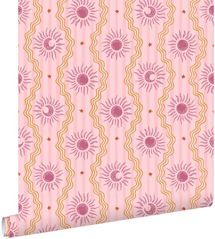 Tapeta ESTAhome ozdoby retro fioletowym,różowymIżółtym 50 x 900 cm - 1 rol.
