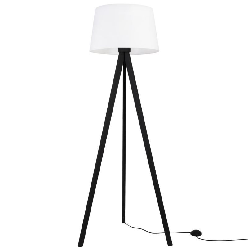 Lampa podłogowa trójnóg czarny Light Home LH Gaja 1xE27 abażur stożek 44cm biały 1szt.