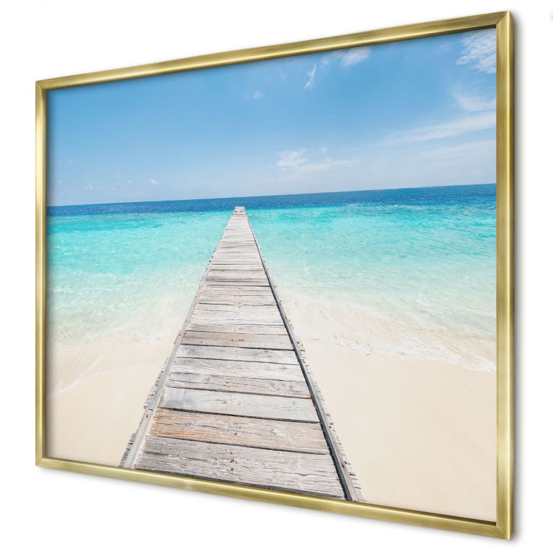Ozdobna tablica na magnesy Wallfluent 80x60 Molo ocean w złotej ramie 1szt