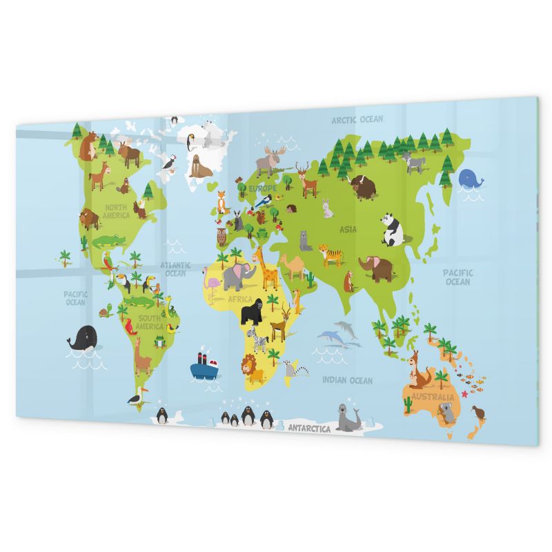 Tablica Magnetyczna Do Rysowania Tulup 120x60 cm Dziecięca mapa świata Na notatki i zdjęcia Czarny marker 1 kpl