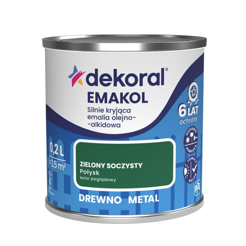 Emalia olejno-alkidowa Dekoral Emakol do drewna i metalu zielony soczysty 0,2 l