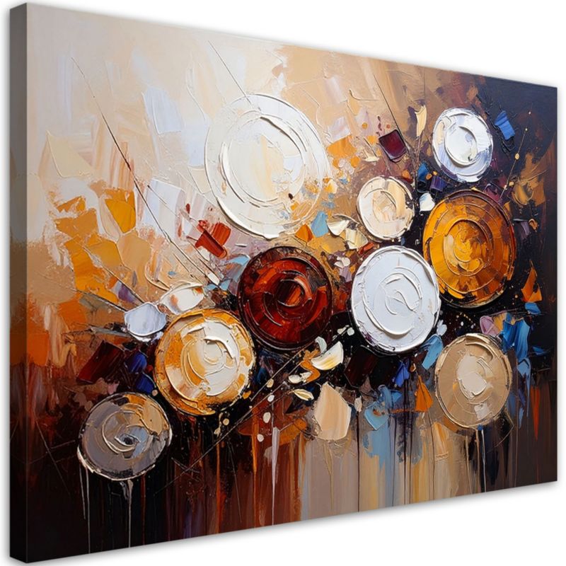 Obraz Abstrakcja do salonu Feeby Kolorowe Kule Okręgi Beżowy 60x40cm 1szt
