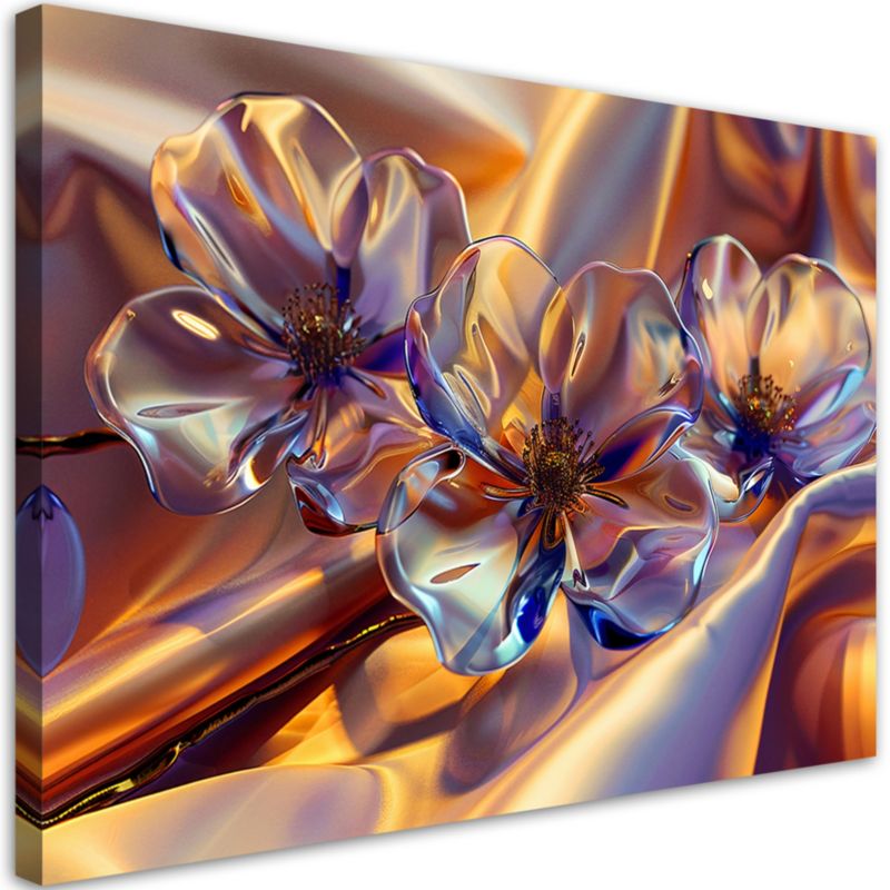 Obraz do salonu sypialni Feeby Modne Szklane Kwiaty na jedwabiu 120x80 cm 1szt