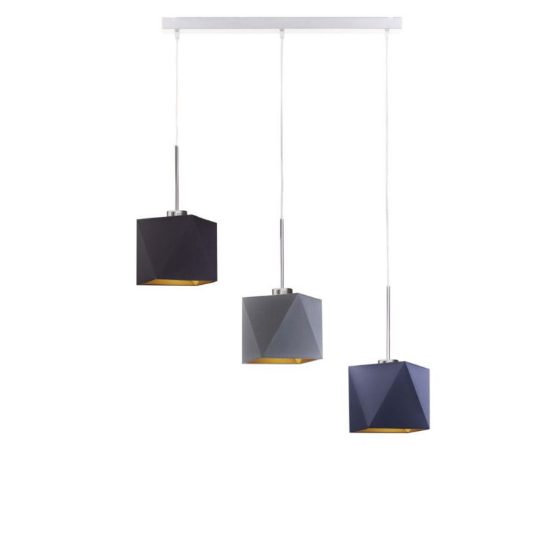 Lampa wisząca zwis Volta Light Factory żyrandol sufitowa z abażurami diament Czarny, szary, granatowy ze złotem BELARUS Z3 1szt.