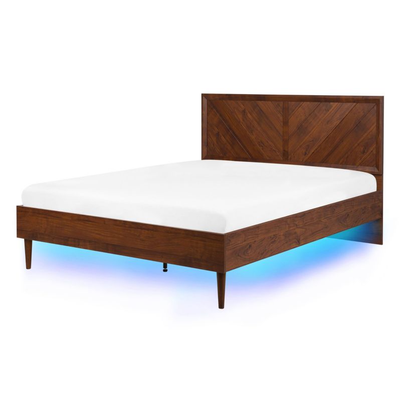 Łóżko LED Mialet 140 x 200 cm Ciemnobrązowy 1 szt.