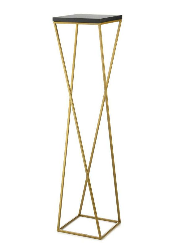 Kwietnik stojący HowHomely LOFT złoty metal blat MDF czarny 100x24x24 cm 1 szt.