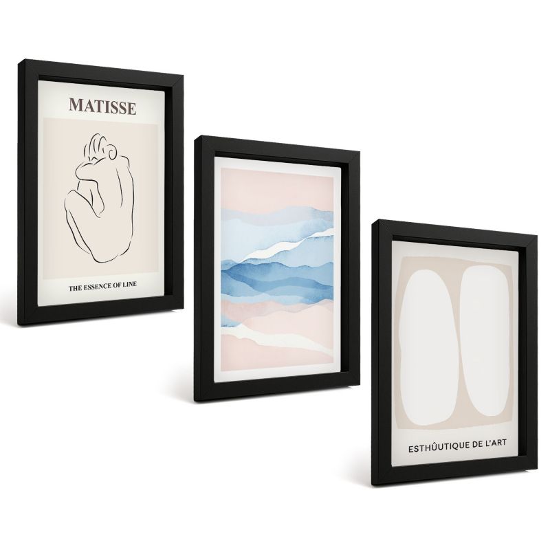 Zestaw Obrazów 3 Częściowy ArtPrintCave Czarne Ramki 20x30 cm Dekoracja do Sypialni Abstrakcyjne formy Matisse 1 kpl.