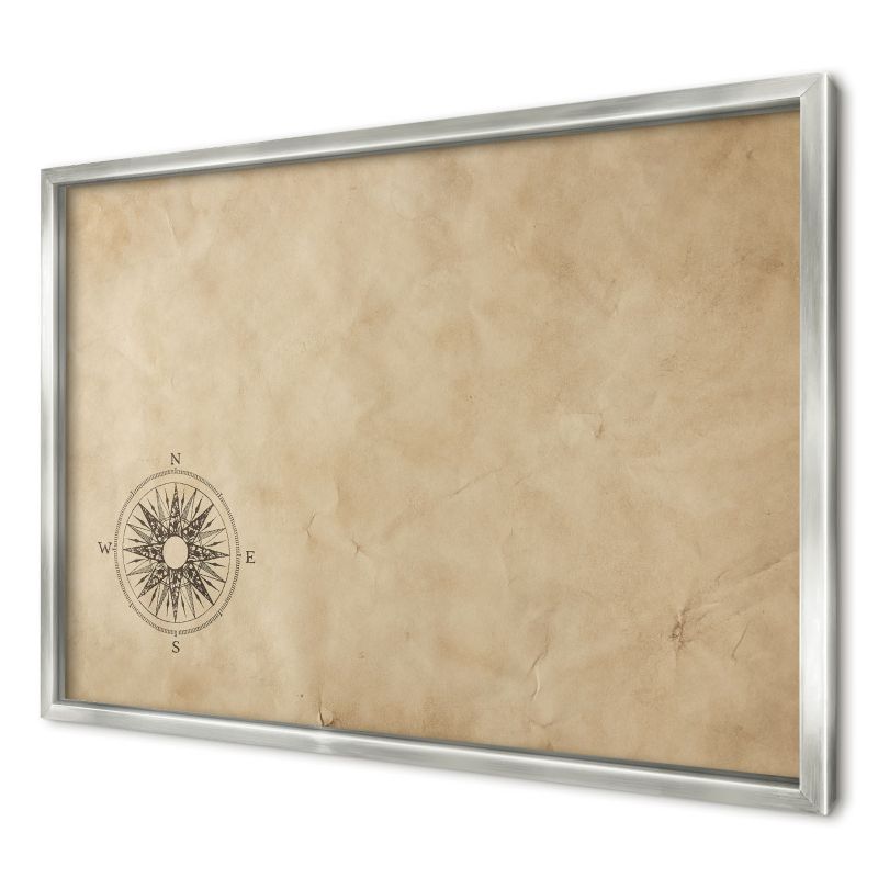 Magnetyczna tablica ozdobna Wallfluent 60x40 Róża wiatrów w srebrnej ramie 1szt