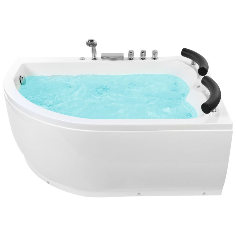 Wanna narożna z hydromasażem LED Paradiso 158 x 113 cm Biały Lewostronny 1 szt.