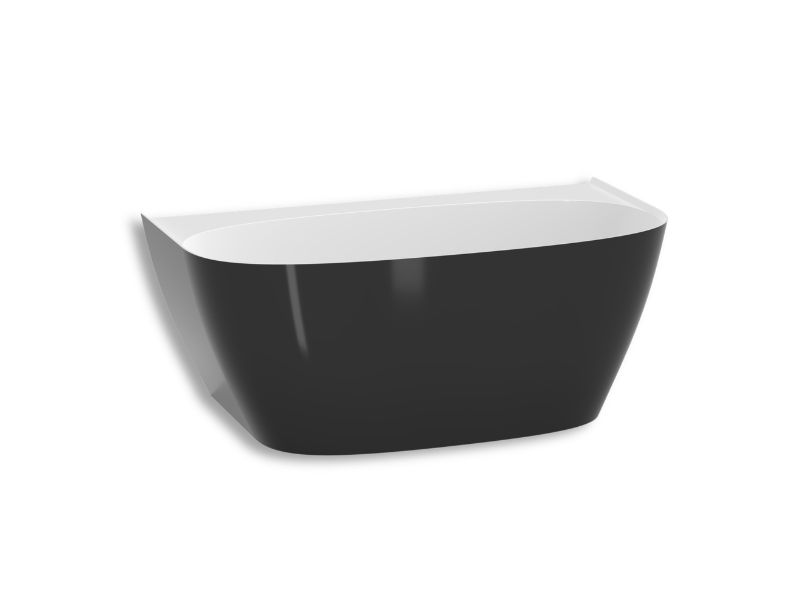 Wanna przyścienna Sink Quality czarno - biała 150x81,8 z syfonem czarnym 1 szt