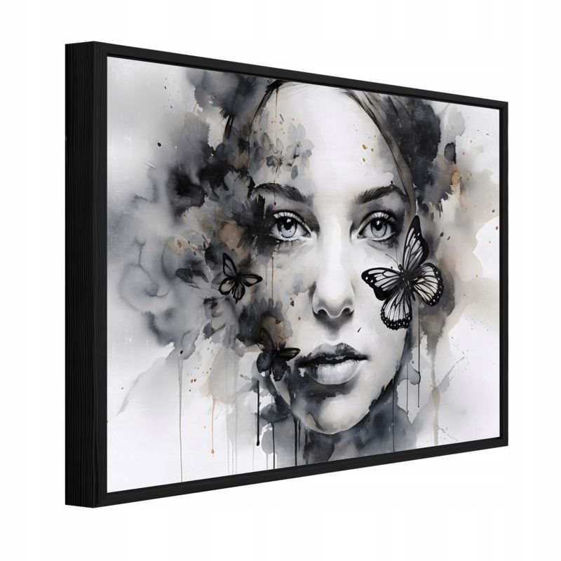 Obraz W Ramie WALLARENA Do Sypialni Salonu Na Płótnie Kobieta Abstrakcja Twarz Szary 60x40 cm PPR14655O4 1 szt.