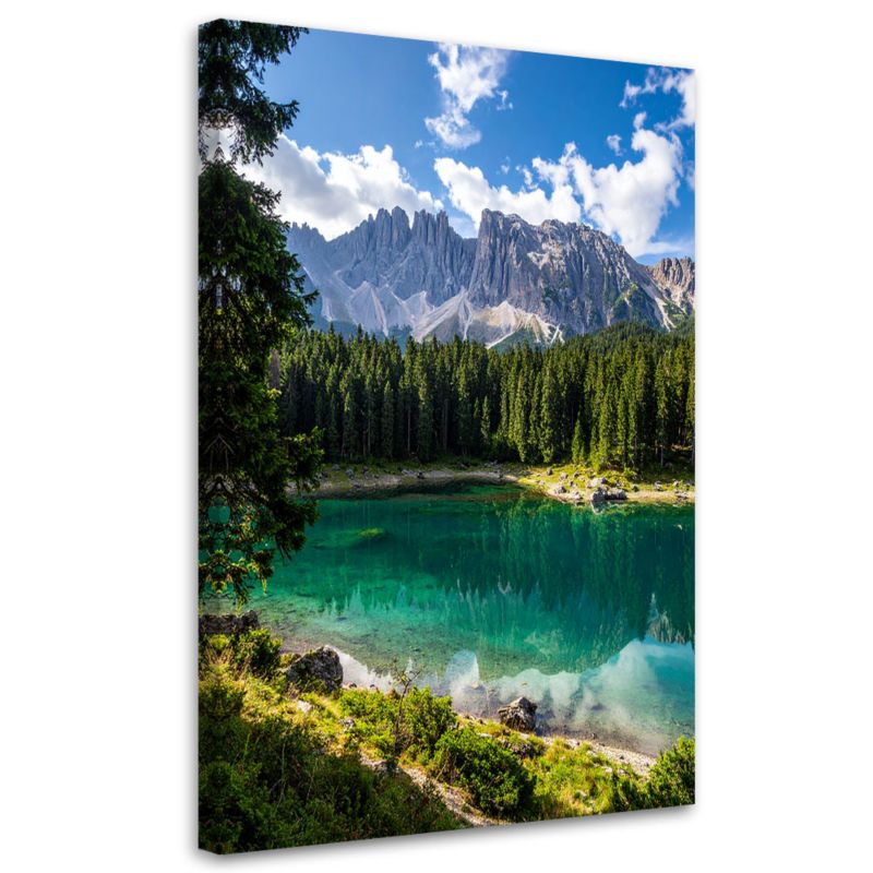 Obraz na płótnie Feeby Krajobraz jezioro góry natura, pionowy, aranżacja do wnętrz, wzór 29686, 80x120 cm, 1 szt.