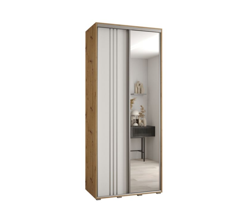 Szafa przesuwna Abiks DAVOS 7 wysoka szer.100cm gł.60cm artisan/biały/srebrny 1szt.