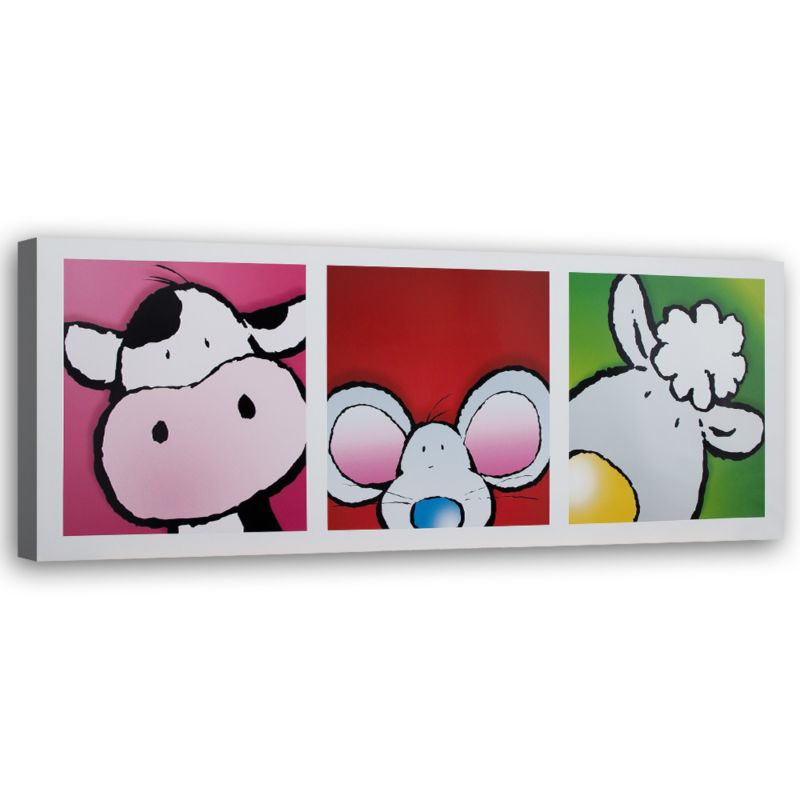 Obraz na płótnie Feeby Krówka myszka i owieczka 90x30cm 1szt