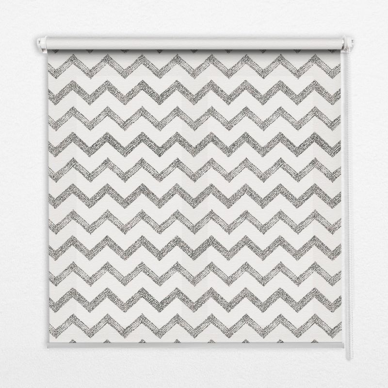 Roleta Do Kuchni Tulup 100x140 cm Szare Poziome Zygzaki Montaż do ściany/sufitu 1 szt.