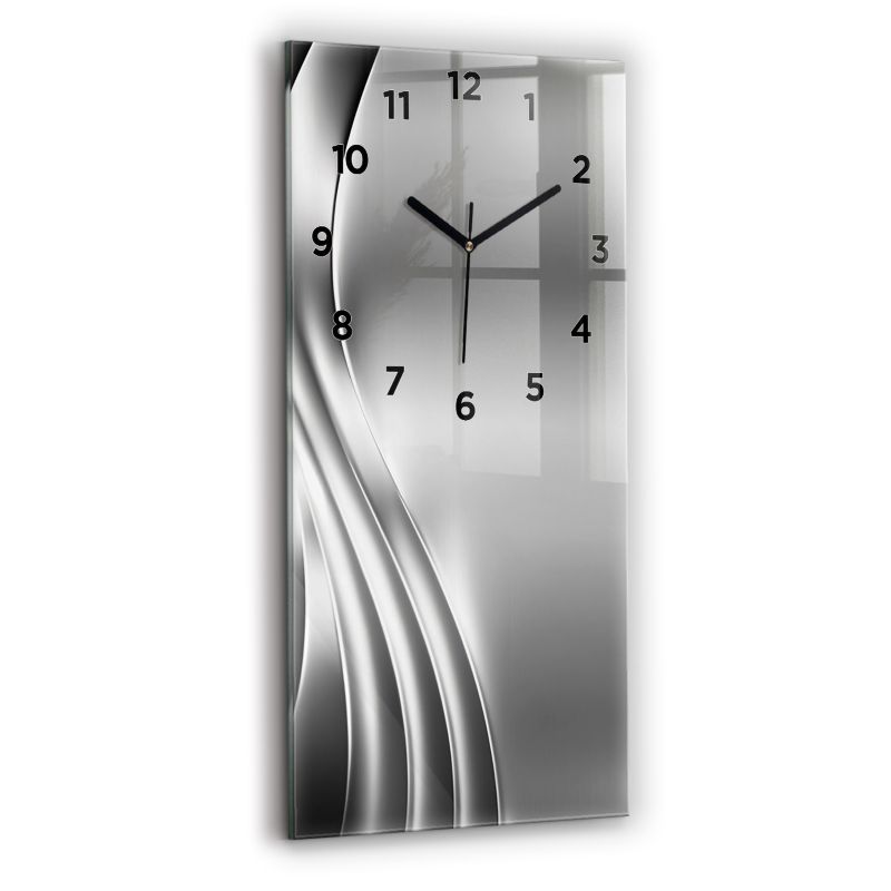 Zegar z czarnymi wskazówkami Wallfluent 30x60 cm Srebrna abstrakcja 1 szt.