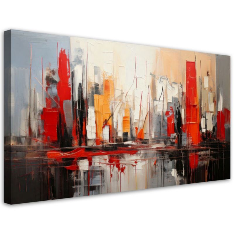 Obraz do sypialni Feeby Miasto Abstrakcja Czerwień 80x40cm 1szt