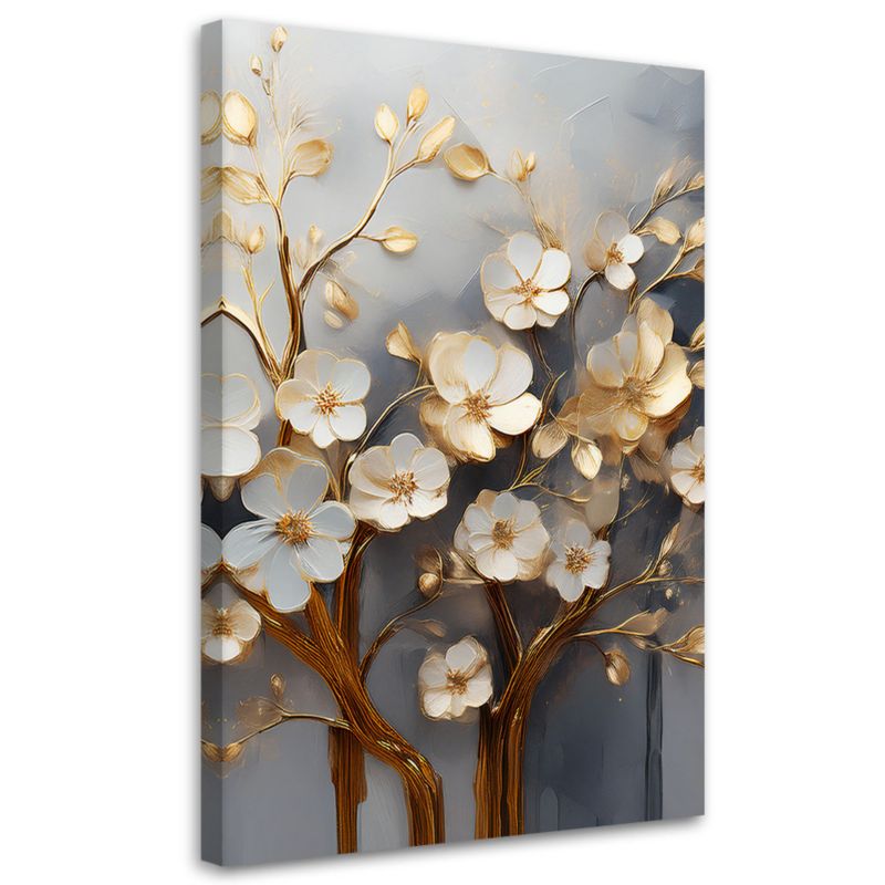 Obraz na płótnie Feeby Drzewo Magnolia Abstrakcja Złoty 40x60cm 1szt