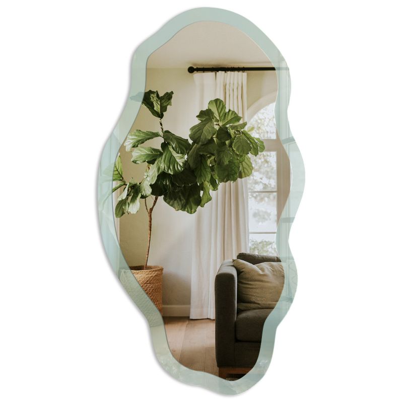 Nieregularne Lustro Nad Komodę Tulup 52x97 cm Pastelowa harmonia - w Ramie Szkło Hartowane Lustro z Nadrukiem 1 szt.