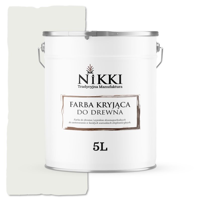Farba do Drewna Kryjąca na Zewnątrz i Wewnątrz NIKKI Biały Sygnałowy RAL9003 Satyna 5L