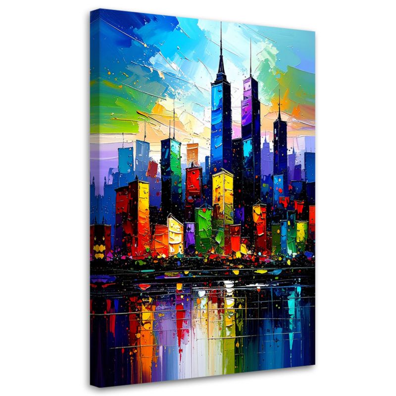 Obraz canvas do biura salonu Feeby Kolorowe Miasto Abstrakcja 60x90cm 1szt