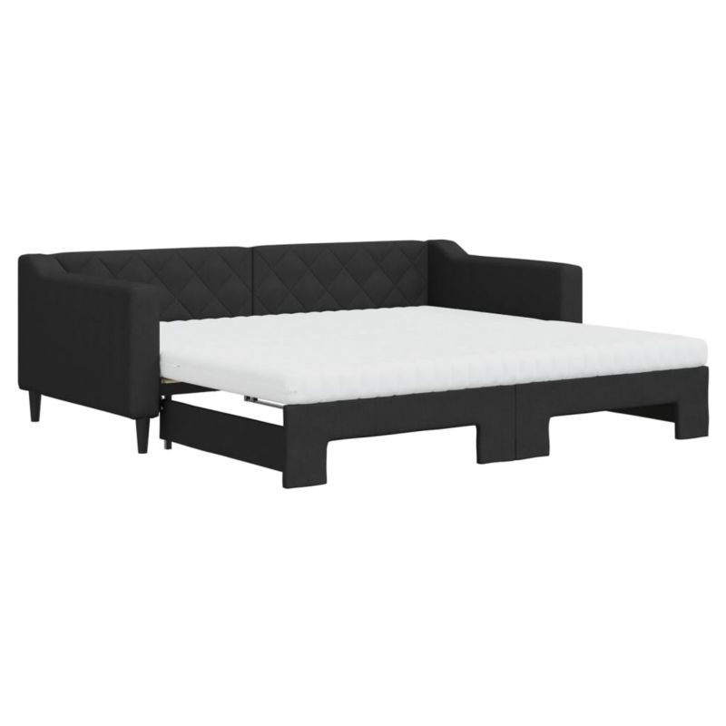 Sofa rozkładana WaszeMeble 90x190 cm Czarny tkanina WM-3197456 1 szt.
