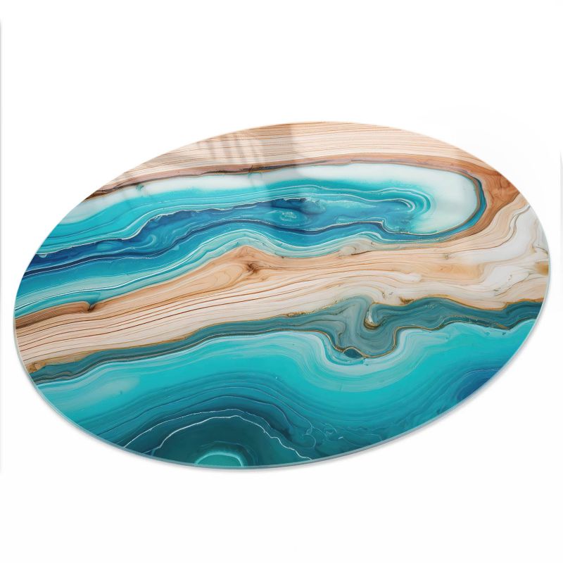 Blat Na Stół ArtPrintCave fi80cm Falista abstrakcja - Szklany Blat do Stolika Kawowego 1 szt.