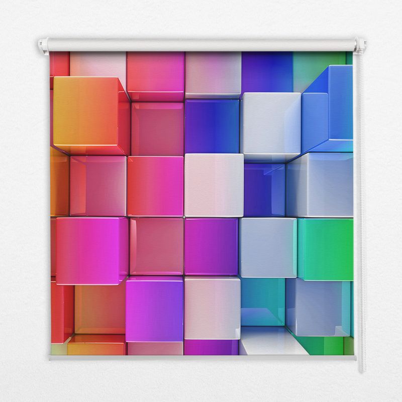 Roleta Przepuszczające Światło Tulup 130x140 cm Kolorowe Kostki 3D Montaż do ściany/sufitu 1 szt.