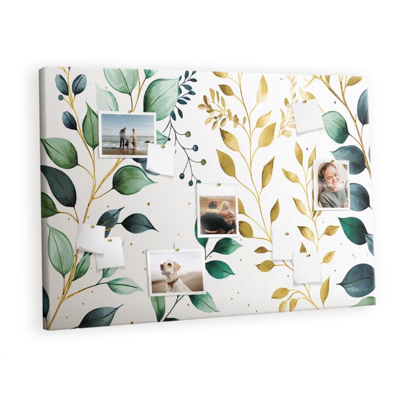 Tablica Korkowa Z Pinezkami Tulup 120x80 cm Rośliny liście wzór Organizer ścienny Pinezki kolorowe 1 kpl