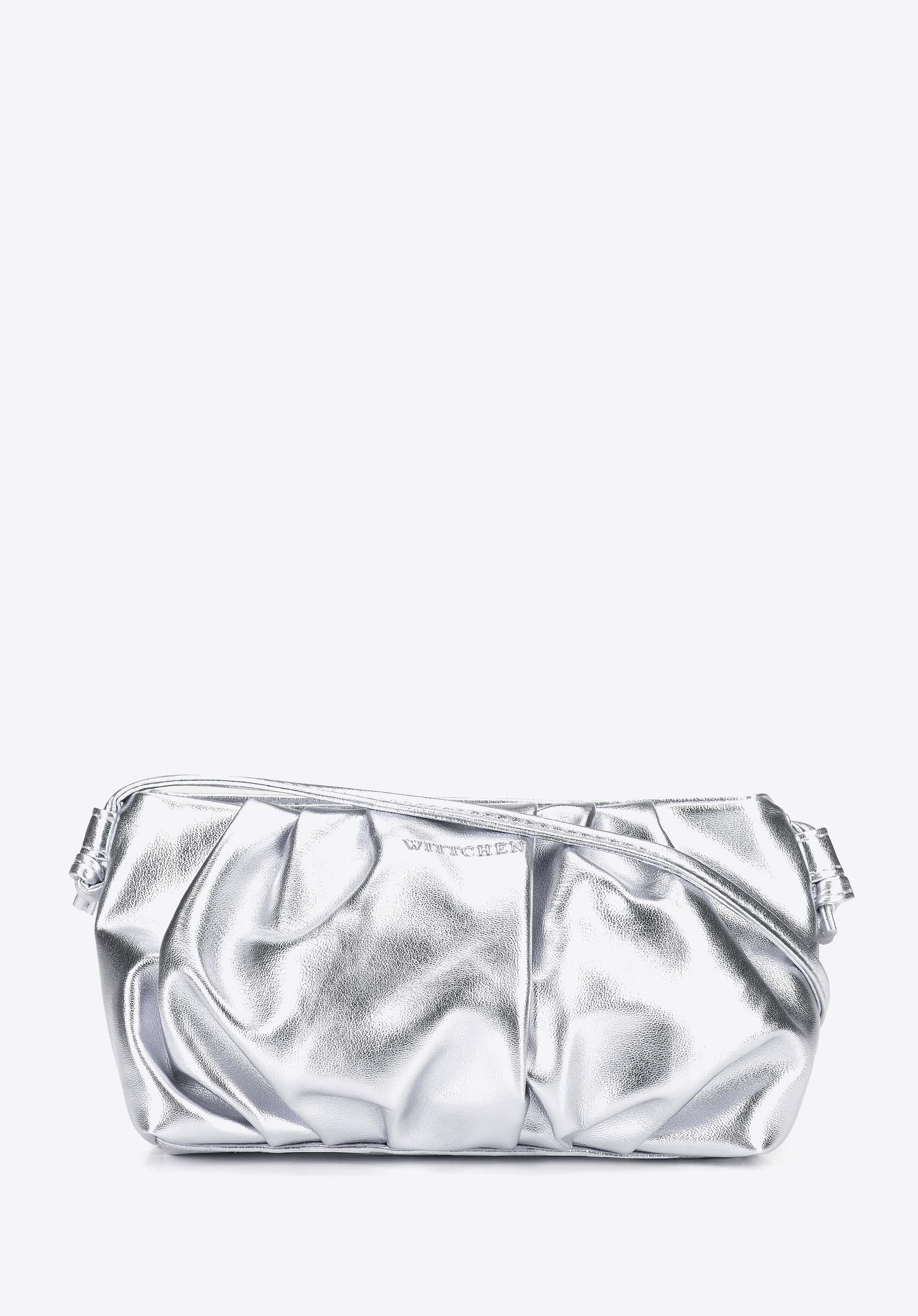 Elegancka torebka wizytowa na ramię srebrna
