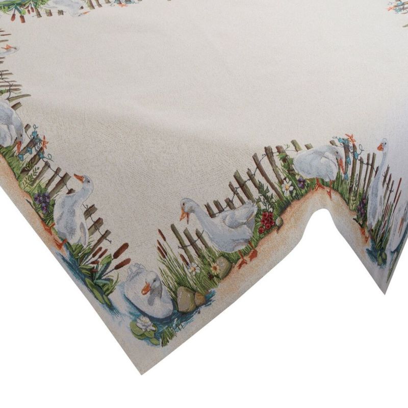 Obrus gobelinowy 4097/NAT Eurofirany 100x100 cm gąski dekoracyjny beżowy 1 szt.