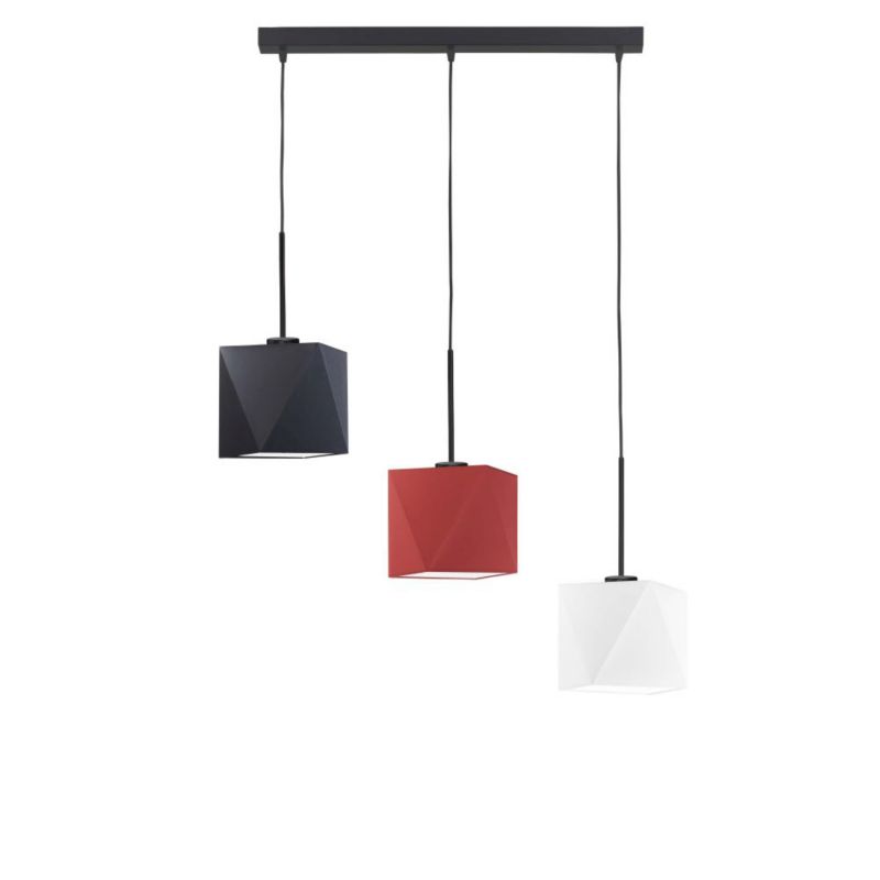 Lampa wisząca zwis Volta Light Factory żyrandol sufitowa z abażurami diament Czarny, ceglany, biały BELARUS Z3 1szt.