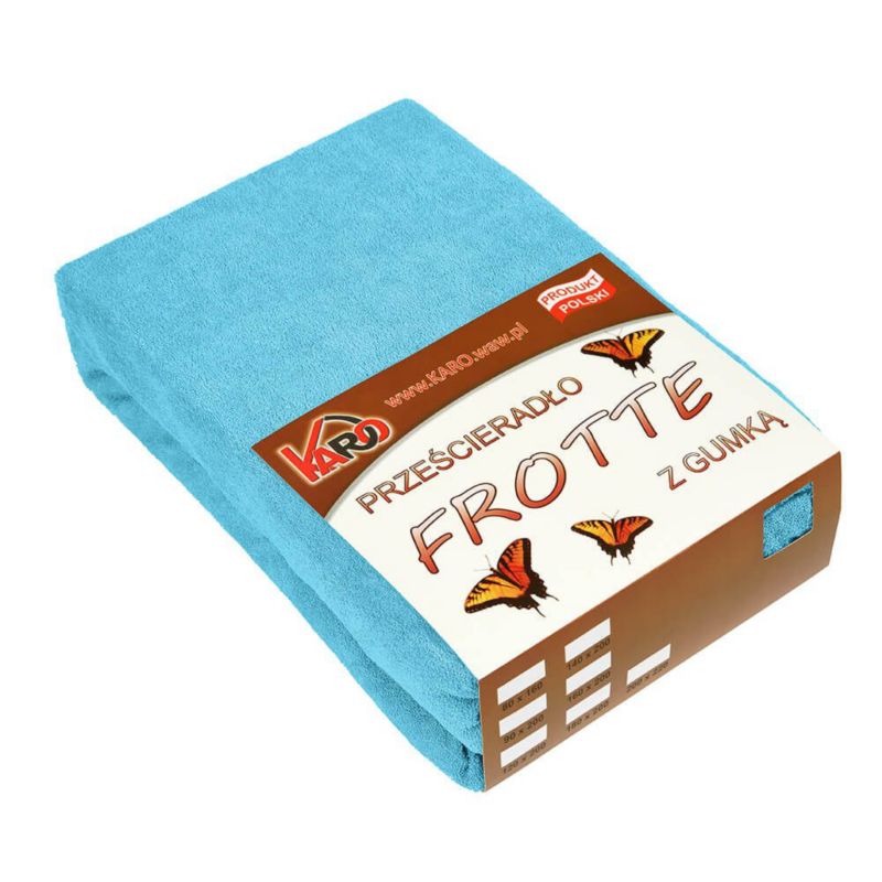 Prześcieradło frotte z gumką KARO 180x200 turkusowe 1 szt.