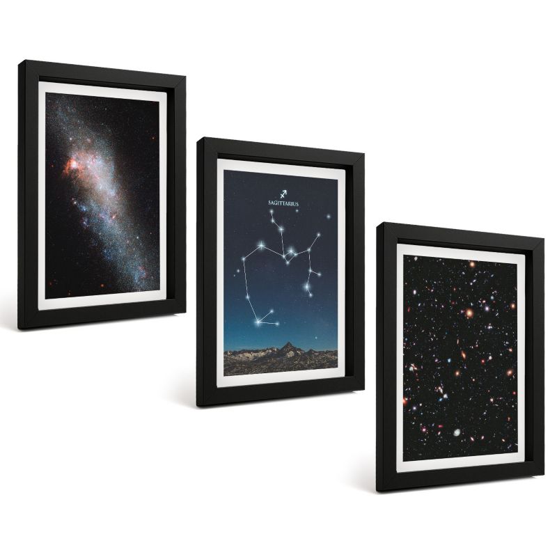 Komplet 3 Obrazów w Czarnej Ramie ArtPrintCave 20x30 cm Grafika Ścienna Galaktyki konstelacje kosmos Strzelec 1 kpl.