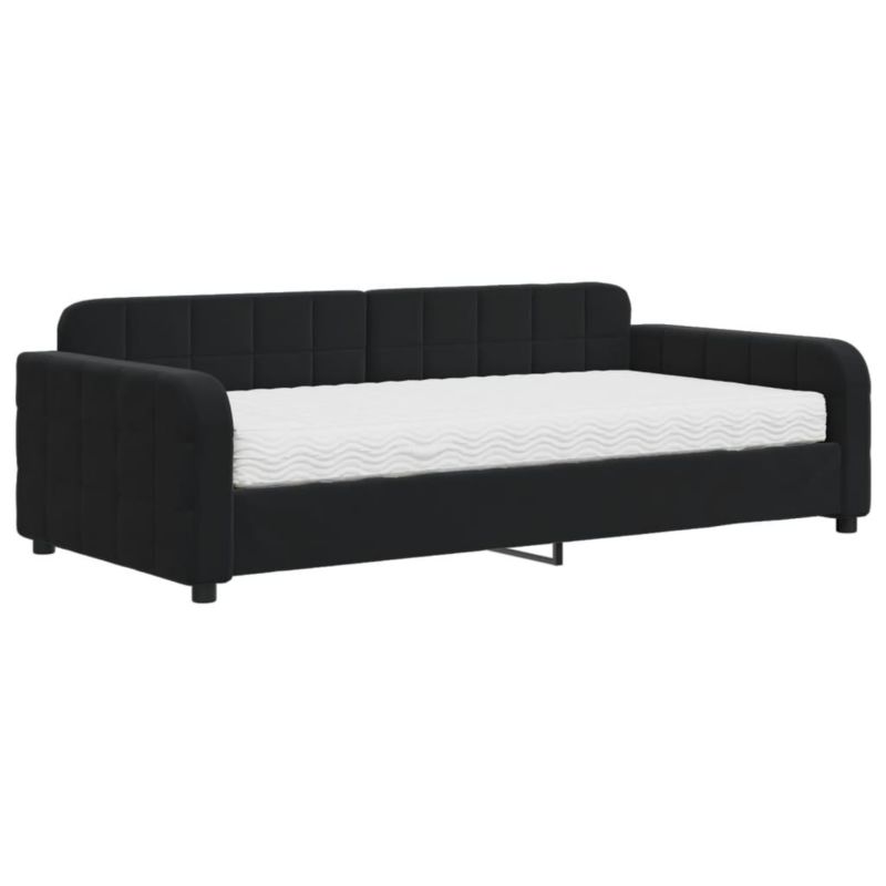 Sofa rozkładana WaszeMeble 100x200 cm Czarny aksamit WM-3196916 1 szt.