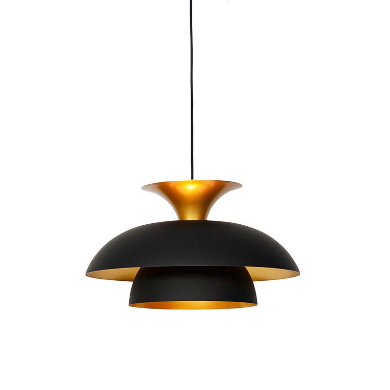 Artdeco lampa wisząca z kloszem (1 punkt) Qazqa Titus 50 czarny okrągły max 60W kompatybilny z żarówką LED E27 1 szt.