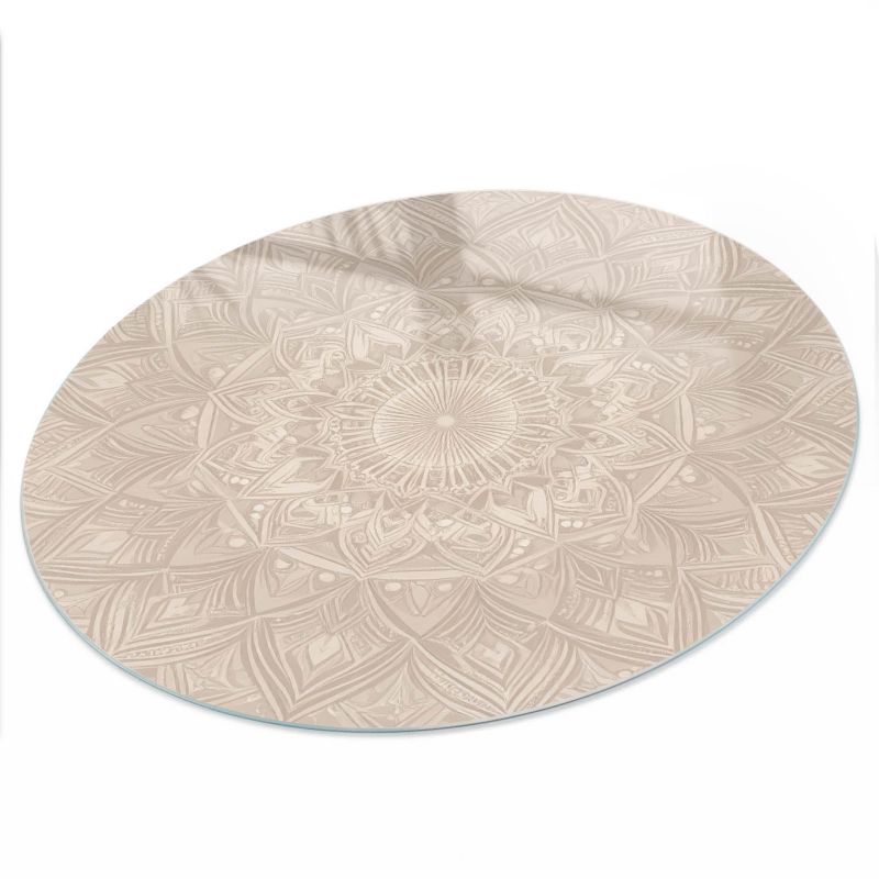 Blat Do Stołu ArtPrintCave fi100 cm Beżowa mandala 1 - Blat Szklany Okrągły 1 szt.