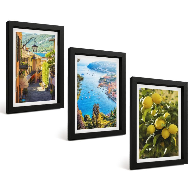 Zestaw Obrazów 3 Częściowy ArtPrintCave Czarne Ramki 20x30 cm Dekoracja do Sypialni Uliczki nadmorskie 1 kpl.