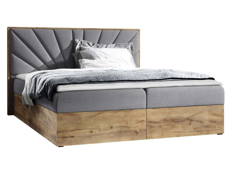 Łóżko kontynentalne MIRJAN 24 Wood 7 200x200 dąb lancelo/stalowy szary 1 szt.