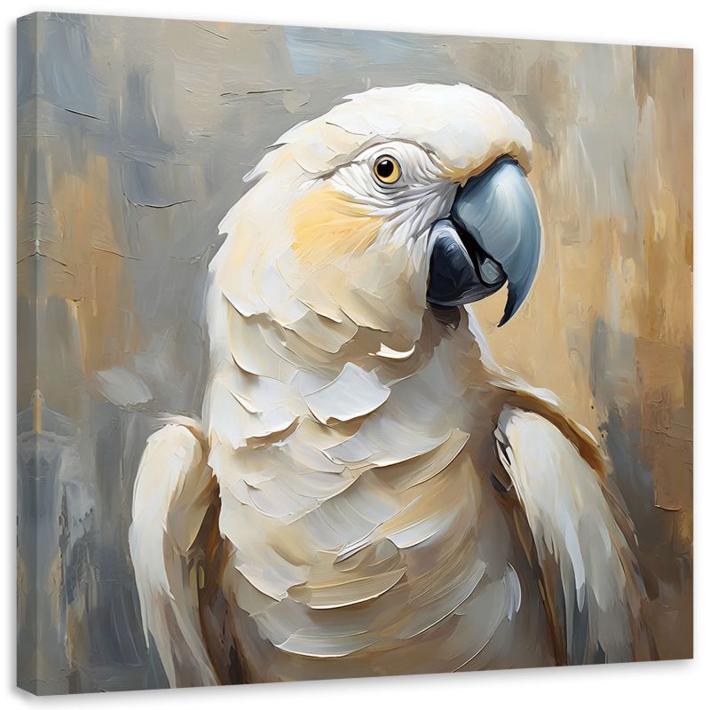 Obraz do salonu sypialni Feeby Olejny Papuga Beżowy 50x50 cm 1szt