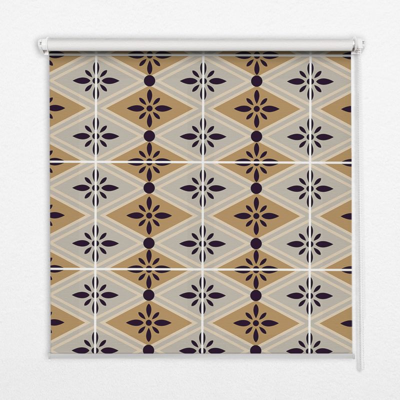 Roleta Wewnętrzna Tulup 80x140 cm Kwiat W Rombie Montaż do ściany/sufitu 1 szt.