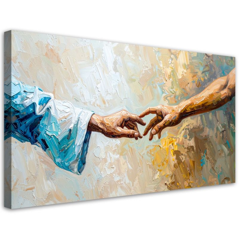 Obraz do salonu sypialni Feeby Stworzenie Adama imitacja farby 80x40cm 1szt