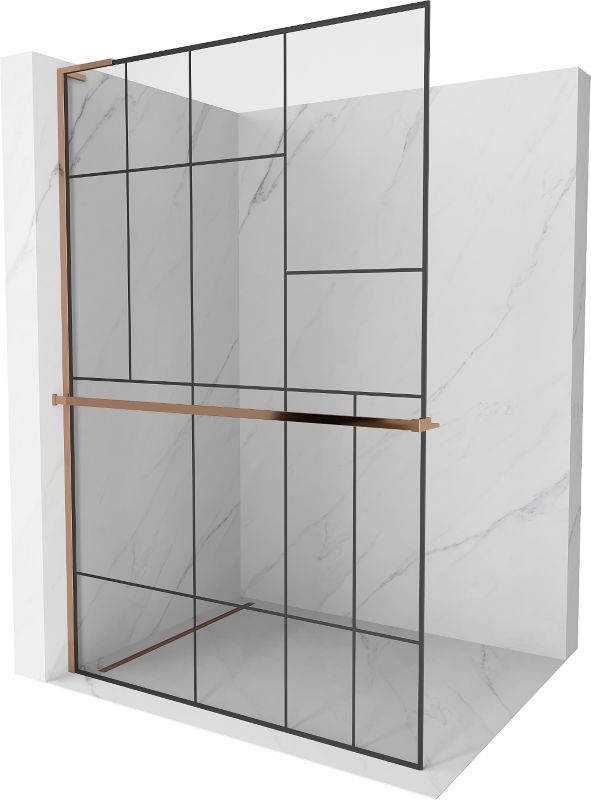 Ścianka prysznicowa Mexen Kioto+ L czarny wzór, różowe złoto 100x200 cm 800-100-123-60-78 1 szt.