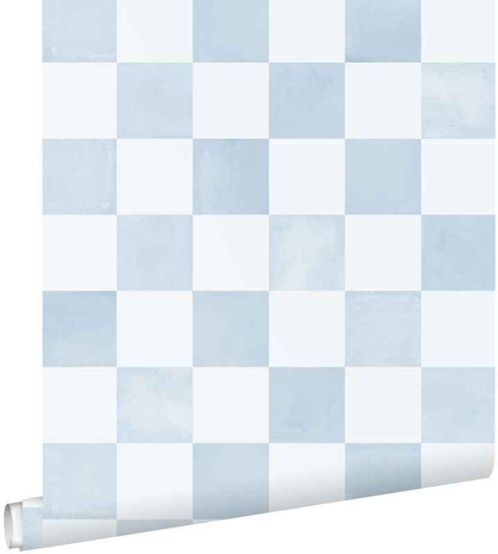 Tapeta ESTAhome motyw kratki niebieskim 53 cm x 10.05 m - 1 rol.
