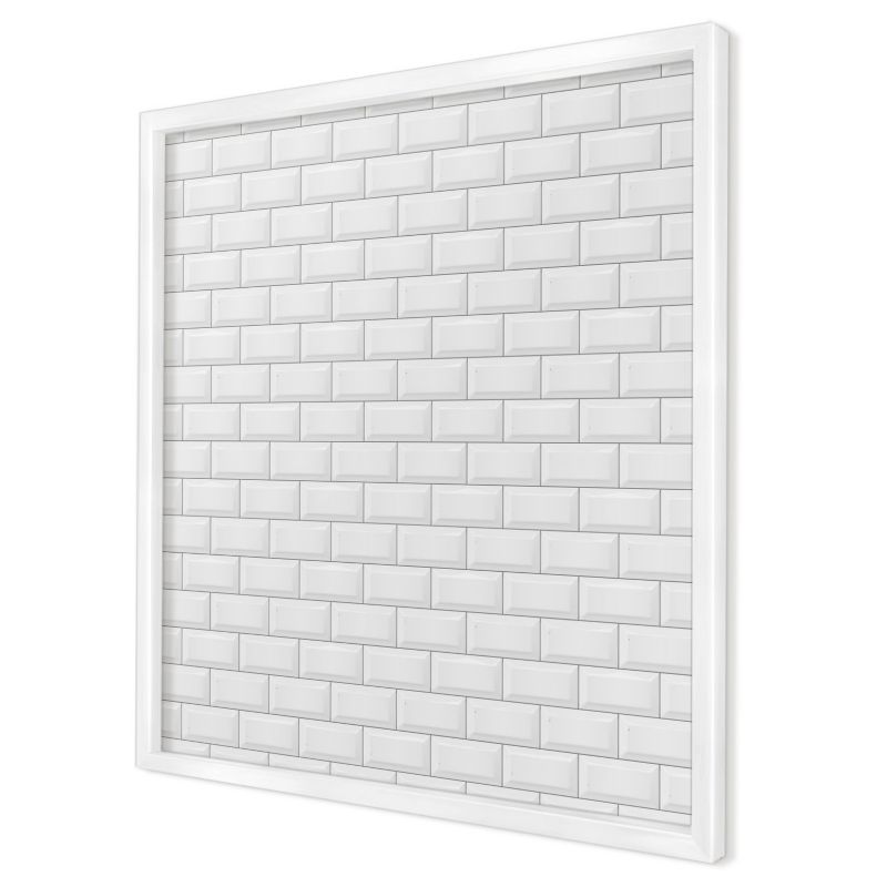 Tablica magnetyczna do salonu Wallfluent 50x50 Białe cegły w białej ramie 1szt