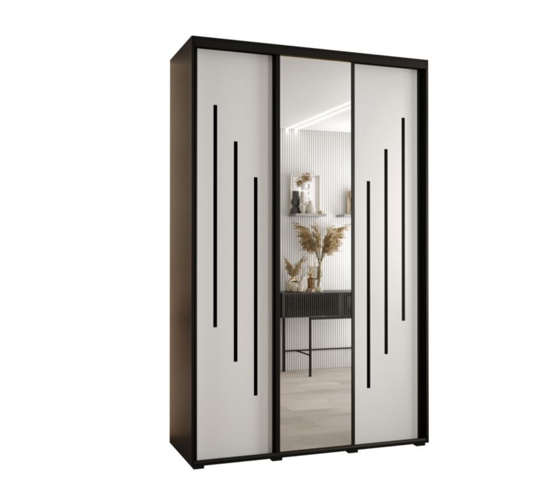 Szafa przesuwna Abiks DAVOS 9 wysoka szer.150cm gł.60cm czarny/biały/czarny 1szt.