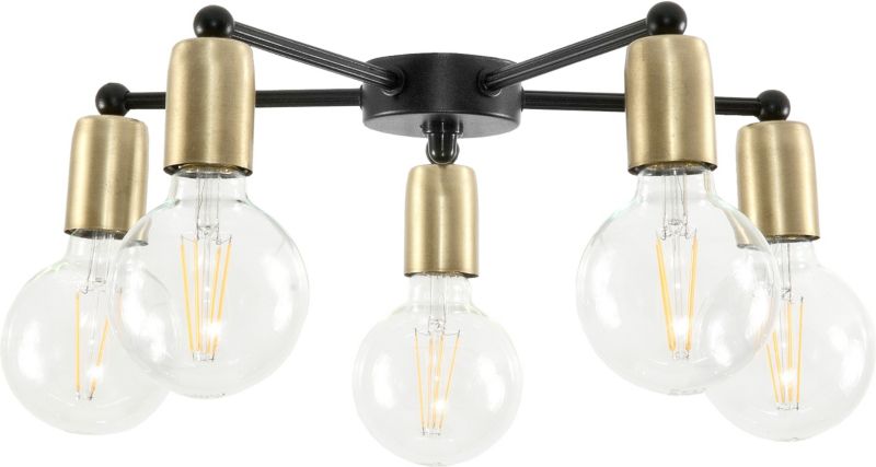 Lampa sufitowa EDYLIT industrialna czarna złota loft 5xE27 VITO NEGRO 11-810 1 szt.