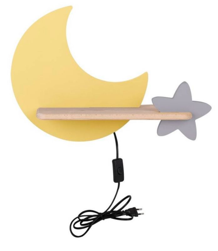 Kinkiet ścienny Candellux Moon żółto-szary-jasne drewno LED 5W 4000K 250lm IP20 wym: 27,5 x 39,5 x 12 cm - 1 szt.