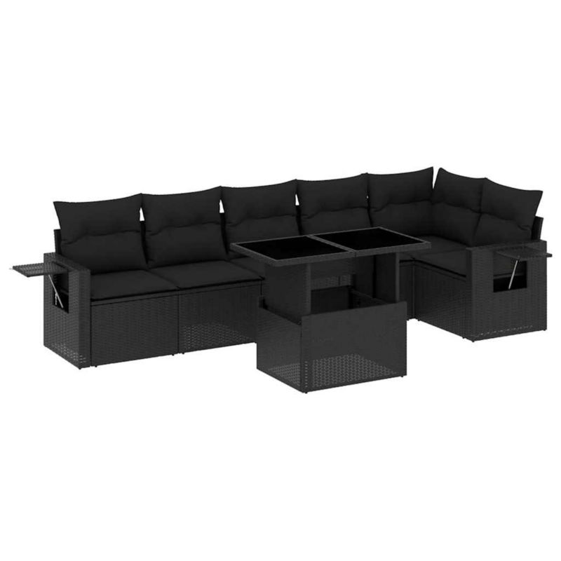 Zestaw mebli ogrodowych wypoczynkowy WaszeMeble polirattan czarny z poduszkami WM-3267915 1 kpl